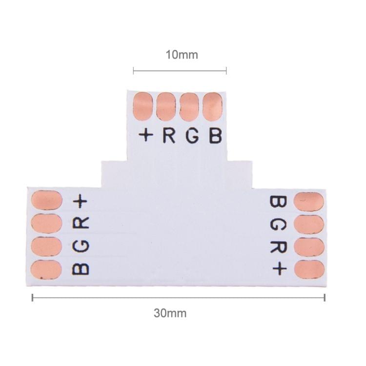 10 PCS 10mm 4 Pin T Type Connector FPC Board for RGB SMD 5050 LED Strip