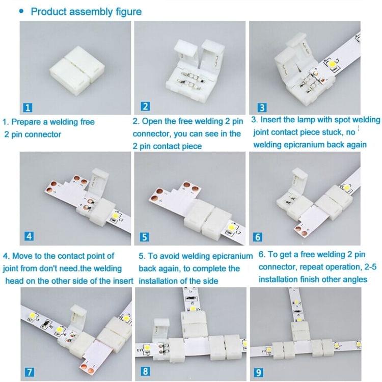 10 PCS 10mm 4 Pin T Type Connector FPC Board for RGB SMD 5050 LED Strip