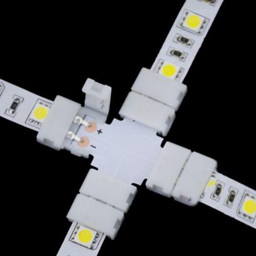 10 PCS 8mm 2 Pin + Type PCB FPC Board Splitter Connector for SMD 3528 LED Strip