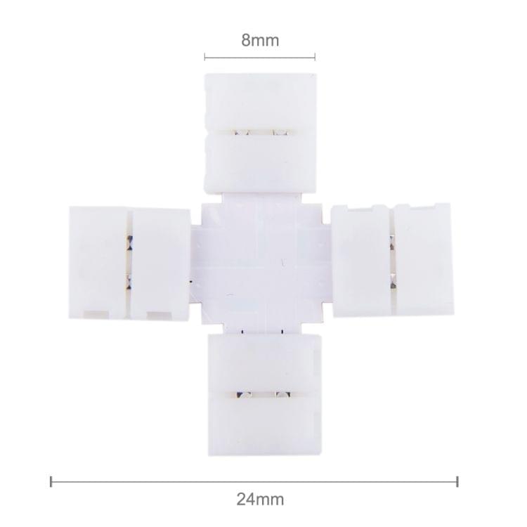 10 PCS 8mm 2 Pin + Type PCB FPC Board Splitter Connector for SMD 3528 LED Strip