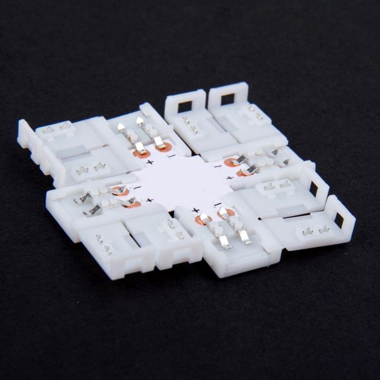 10 PCS 8mm 2 Pin + Type PCB FPC Board Splitter Connector for SMD 3528 LED Strip