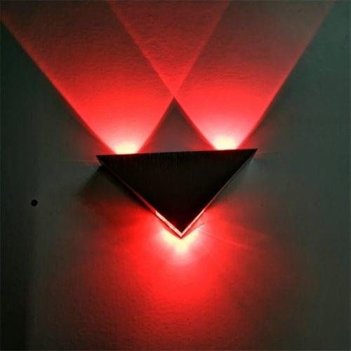 3W Aluminum Triangle Wall Lamp Home Lighting Indoor Outdoor Decoration Light, AC 85-265V(Red Light)