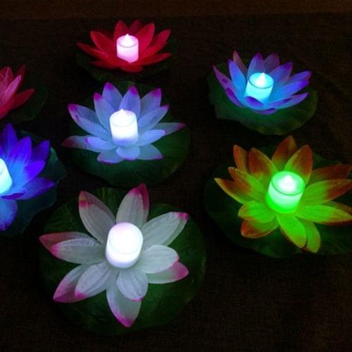 3 Color LED Flood Light Artificial Lotus Floating Flower Shape Lamps For Outdoor Swimming Pool Wishing Party(Yellow)