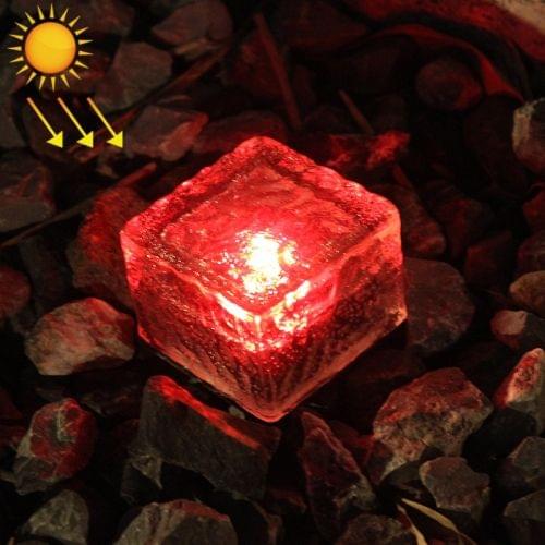 IP68 Waterproof Solar Powered Tempered Glass Outdoor LED Buried Light Garden Decoration Lamp with 0.2W Solar Panel(Red Light)