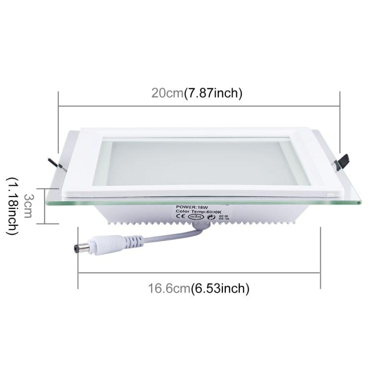 18W 20cm Square Glass Panel Light Lamp with LED Driver
