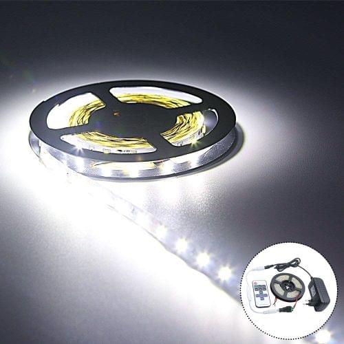 YWXLight Dimmable Light Strip Kit, 5m LED Ribbon, Non-Waterproof For Indoor , 11key Remote Control  LED Strip Lamp 300led EU Plug (Cold White)