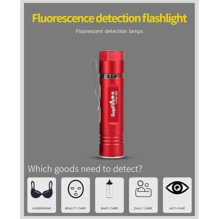 SupFire UV04 Water Resistant Purple Light Fluorescence Detection Flashlight