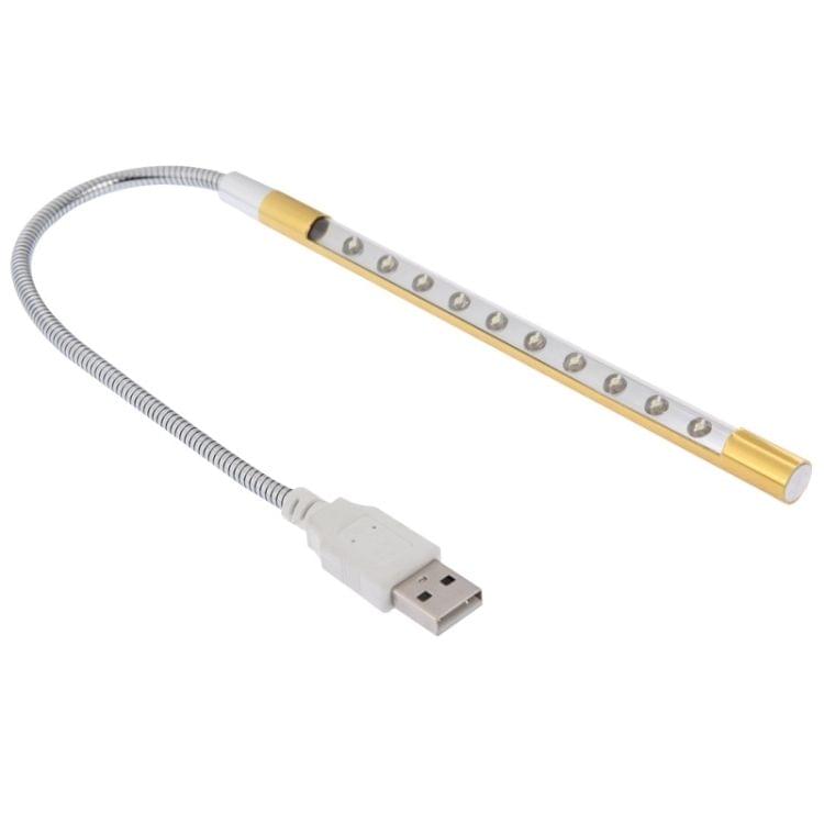 Portable Ultra Bright USB LED Light, 10-LED (Gold)