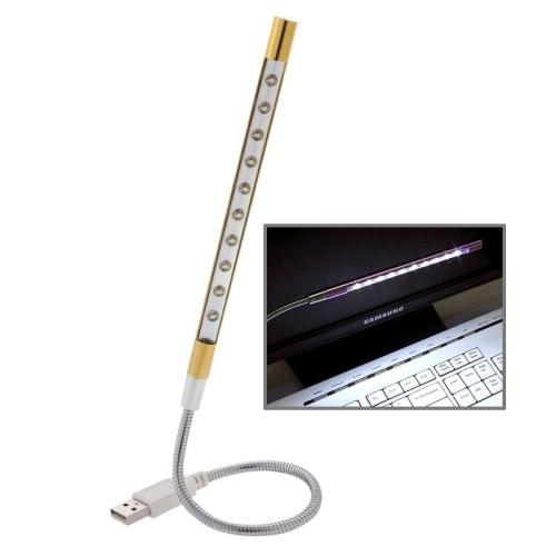 Portable Ultra Bright USB LED Light, 10-LED (Gold)