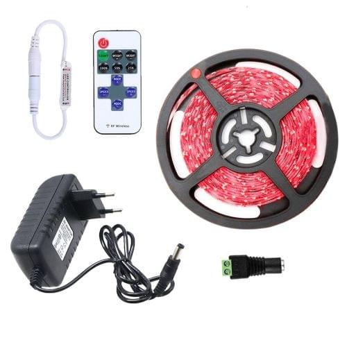 YWXLight Dimmable Light Strip Kit, 5m LED Ribbon, Non-Waterproof For Indoor , 11key Remote Control  LED Strip Lamp 300led EU Plug (Red)