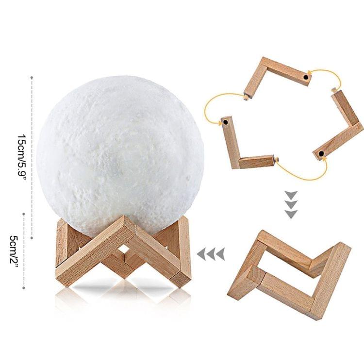 YouOKLight 16-colors LED 3D Print Moon Light Night Lamp with Stand & Remote Control, Diameter: 15cm