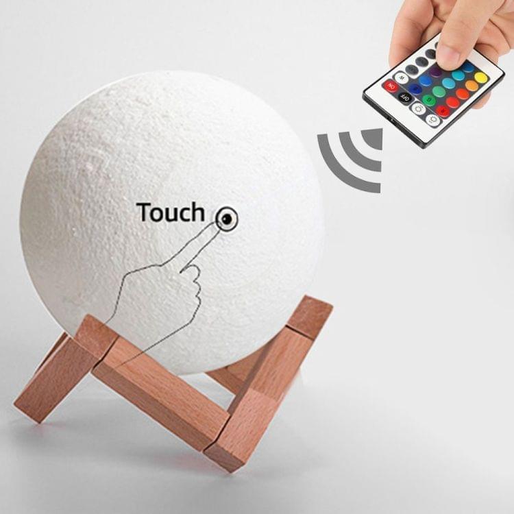 YouOKLight 16-colors LED 3D Print Moon Light Night Lamp with Stand & Remote Control, Diameter: 15cm