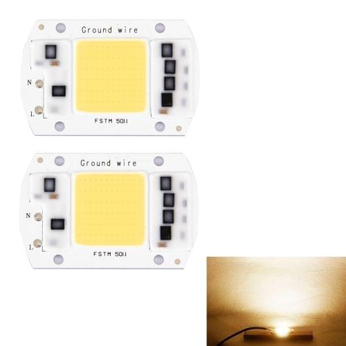 2 PCS 100W 2800-6000K High Power Brightness COB Chips LED Light Beads, AC 220V (Warm White)