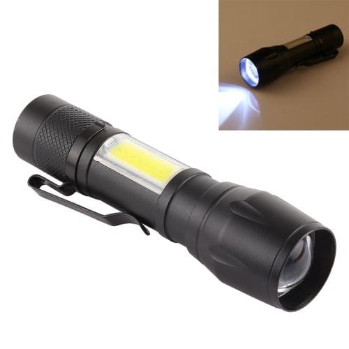 A3 USB Charging Waterproof Zoomable XPE + COB Flashlight with 3-Modes & Clip & Storage Box