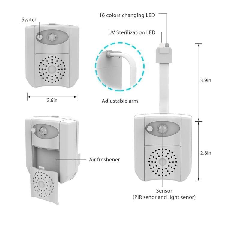 16-colors PIR Motion Sensor + Light Sensor UV Sterilization Aromatherapy LED Light