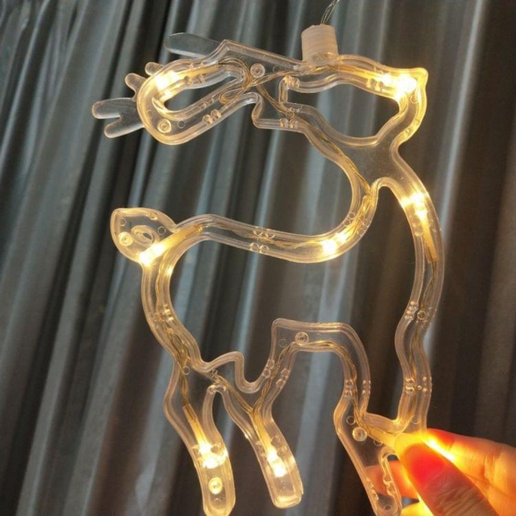 3 PCS 10 LEDs Deer Pattern Festival Party Decoration Light Window Window Suction Cup Hanging Light(White Light)
