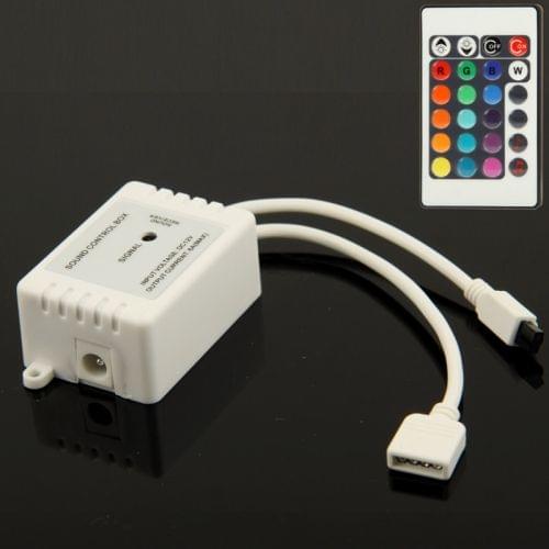 LED Controller for LED Strip Light with 24 Keys Remote Control & Sound Control, DC 12V(White)