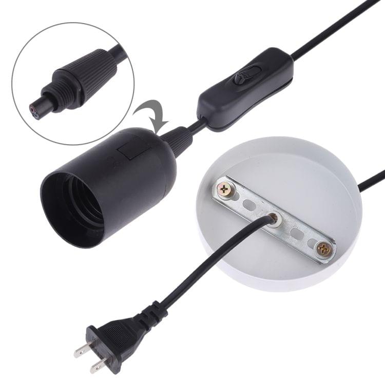 E27 Wire Cap Lamp Holder Chandelier Power Socket with Switch & Base & 1.5m Extension Cable, US Plug