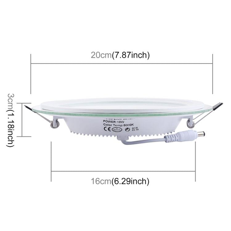 18W 20cm Round Glass Panel Light Lamp with LED Driver