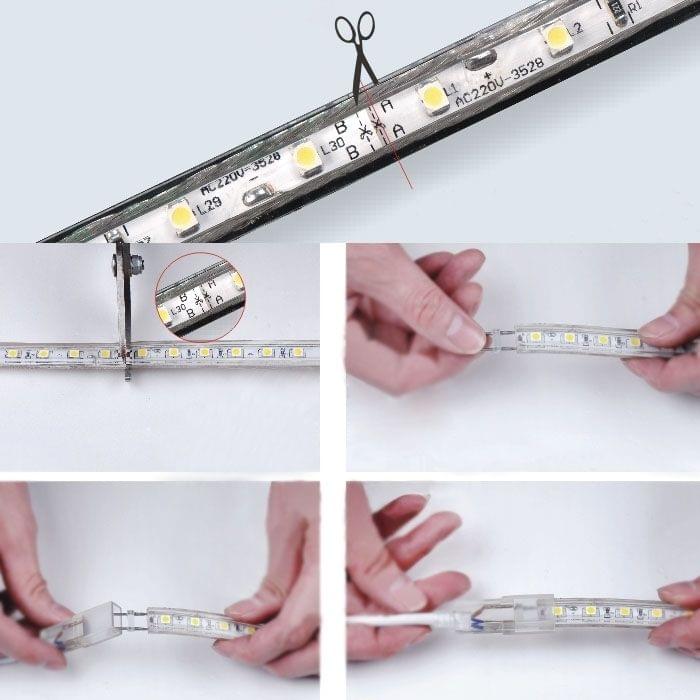 EU Plug LED Strip AC Power Supply Adapter Cable, Length: 50cm(White)