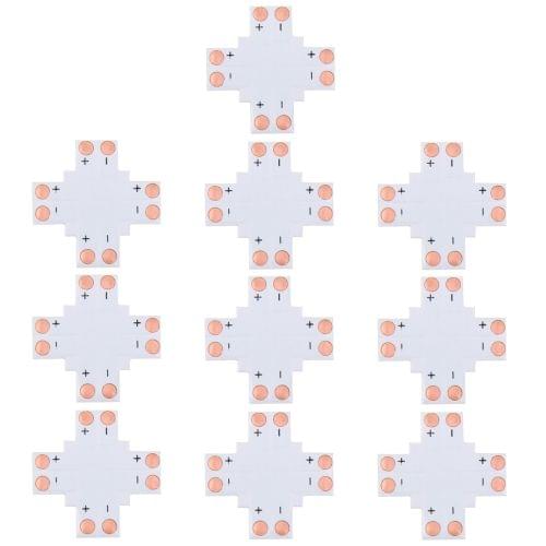 10 PCS 8mm 2 Pin + Type Connector FPC Board for SMD 3528 LED Strip