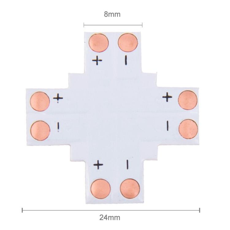 10 PCS 8mm 2 Pin + Type Connector FPC Board for SMD 3528 LED Strip