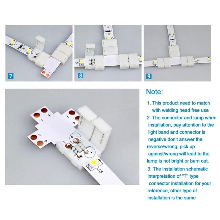 10 PCS 10mm 4 Pin + Type PCB FPC Board Splitter Connector for RGB SMD 5050 LED Strip