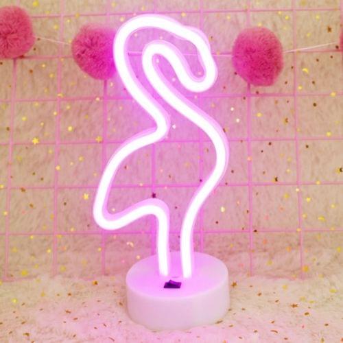 Flamingo Shape Romantic Neon LED Holiday Light with Holder