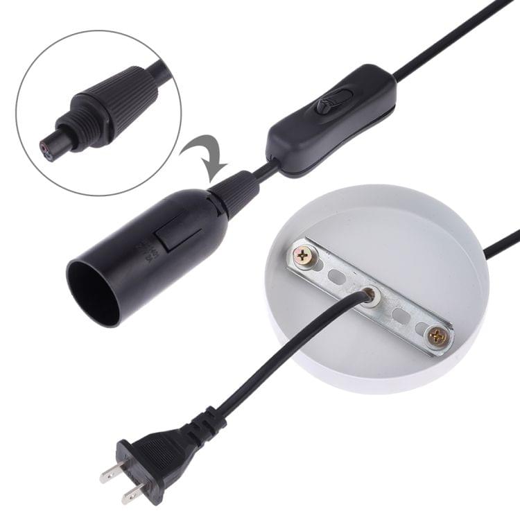 E14 Wire Cap Lamp Holder Chandelier Power Socket with Switch & Base & 1.5m Extension Cable, US Plug