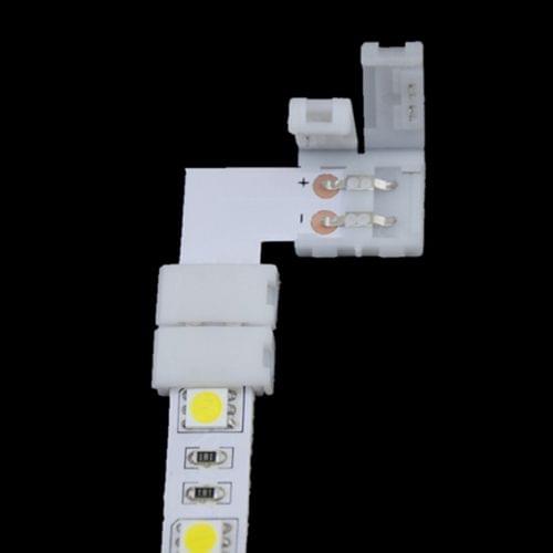 10 PCS 8mm 2 Pin L Type PCB FPC Board Splitter Connector for SMD 3528 LED Strip