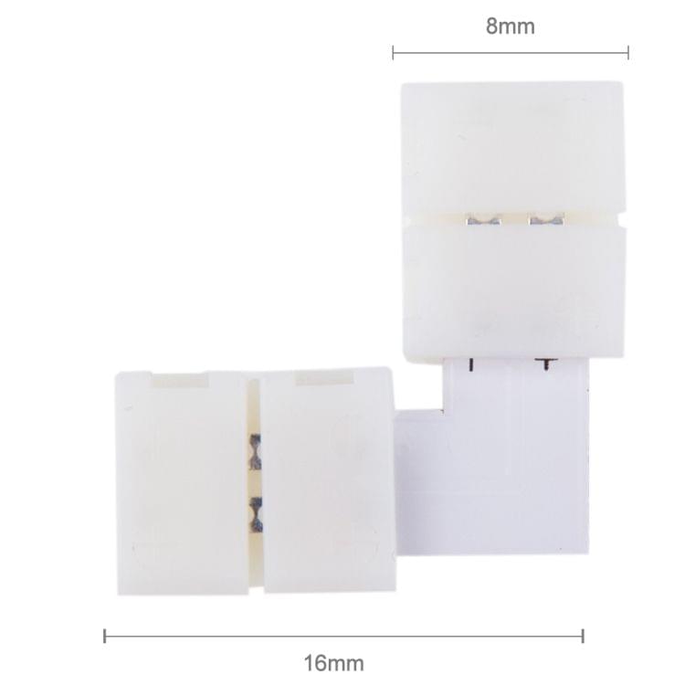 10 PCS 8mm 2 Pin L Type PCB FPC Board Splitter Connector for SMD 3528 LED Strip