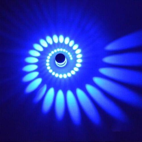 3W Modern Interior Creative Spiral Round Wall Lamp for Club, KTV, Corridor, Aisle, Background Wall Decoration Lamp Recessed In(Blue Light)