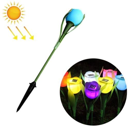 IP44 Waterproof Tulip Flower Shape Solar Powered LED Light Garden Yard Landscape Lamp with Solar Panel(Blue)
