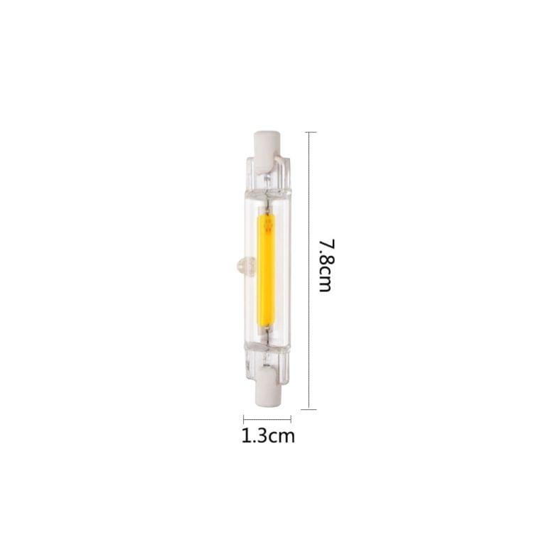 R7S 5W COB LED Lamp Bulb Glass Tube for Replace Halogen Light Spot Light,Lamp Length: 78mm, AC:110v(Warm White)