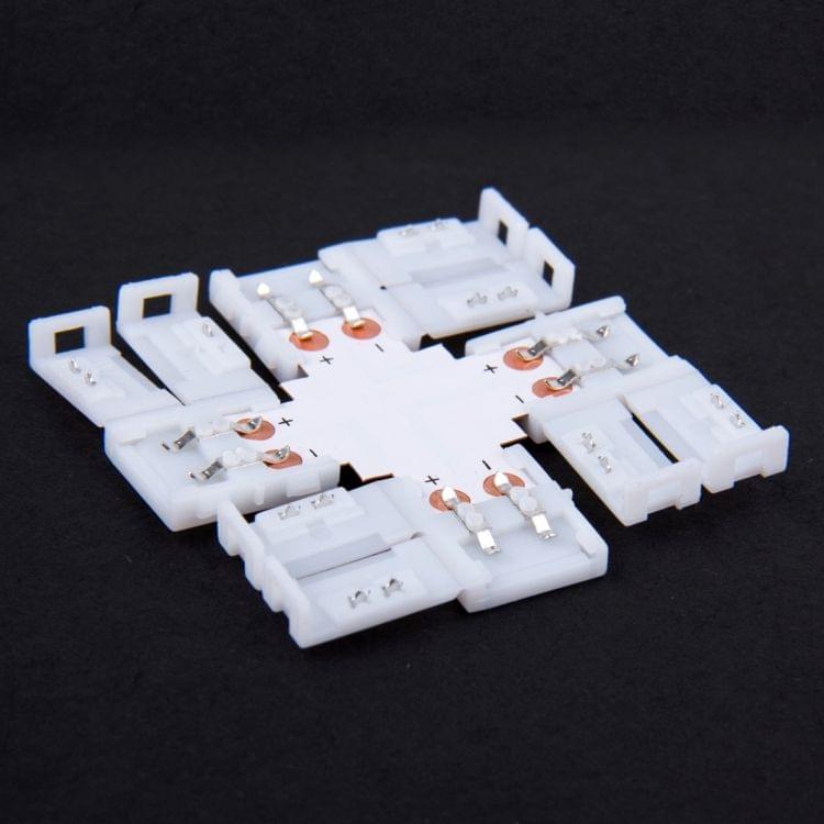 10 PCS 10mm 2 Pin + Type PCB FPC Board Splitter Connector for SMD 5050 LED Strip