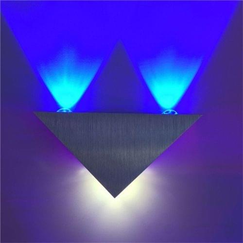 3W Aluminum Triangle Wall Lamp Home Lighting Indoor Outdoor Decoration Light, AC 85-265V(Blue Light )
