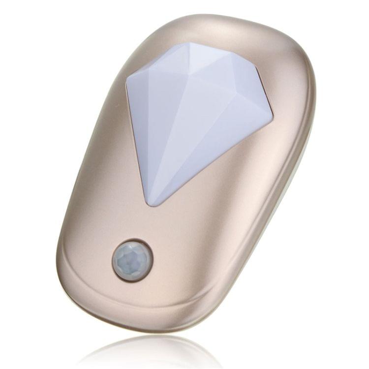 Light Control + Human Body Induction Auto Sensor Smart LED Night Light Emergency Lamp for Bedroom, Bathroom, Kitchen, Corridor Aisle, AC 100-240V, EU Plug(Gold)