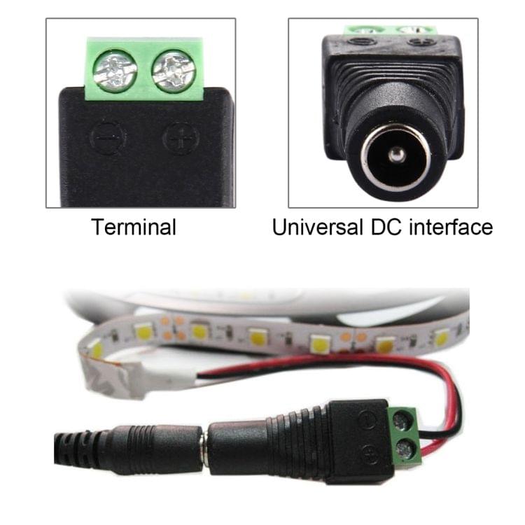 10 PCS Female 2.1x5.5mm DC Power Plug Jack Adapter Connector Plug for LED Strip Light(Green + Black)