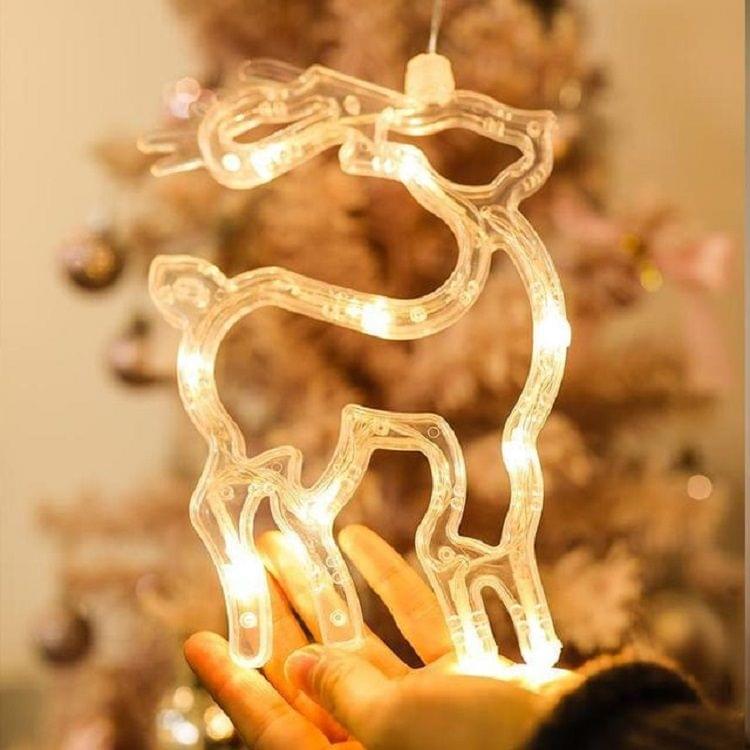 3 PCS 10 LEDs Deer Pattern Festival Party Decoration Light Window Window Suction Cup Hanging Light(Warm White)