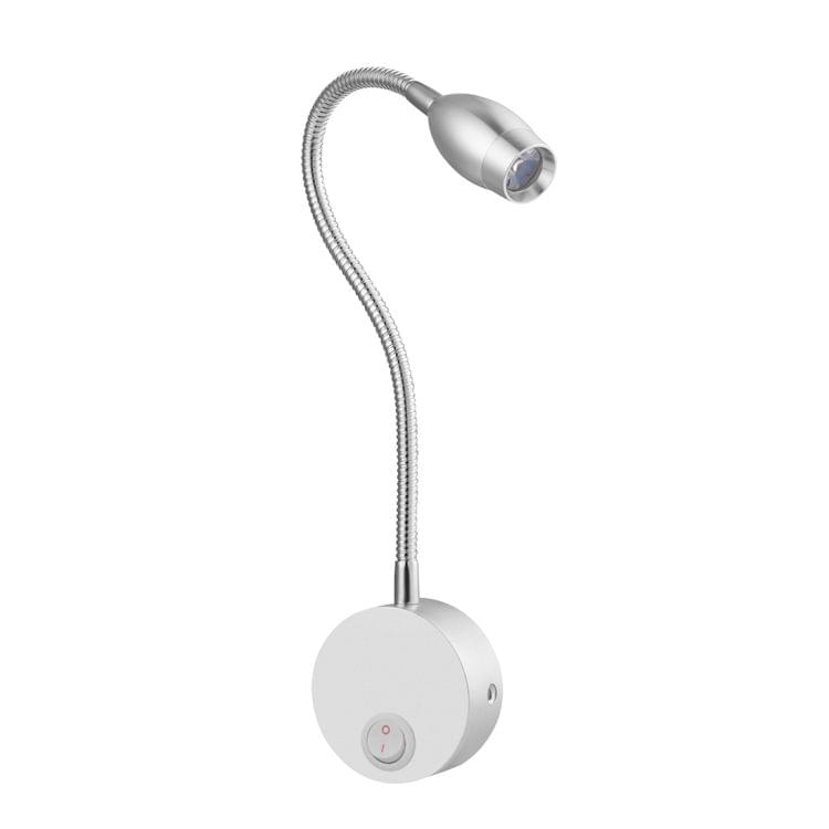 3W Silver Shell Flexible Goose Neck White Light LED Reading Lamp Light