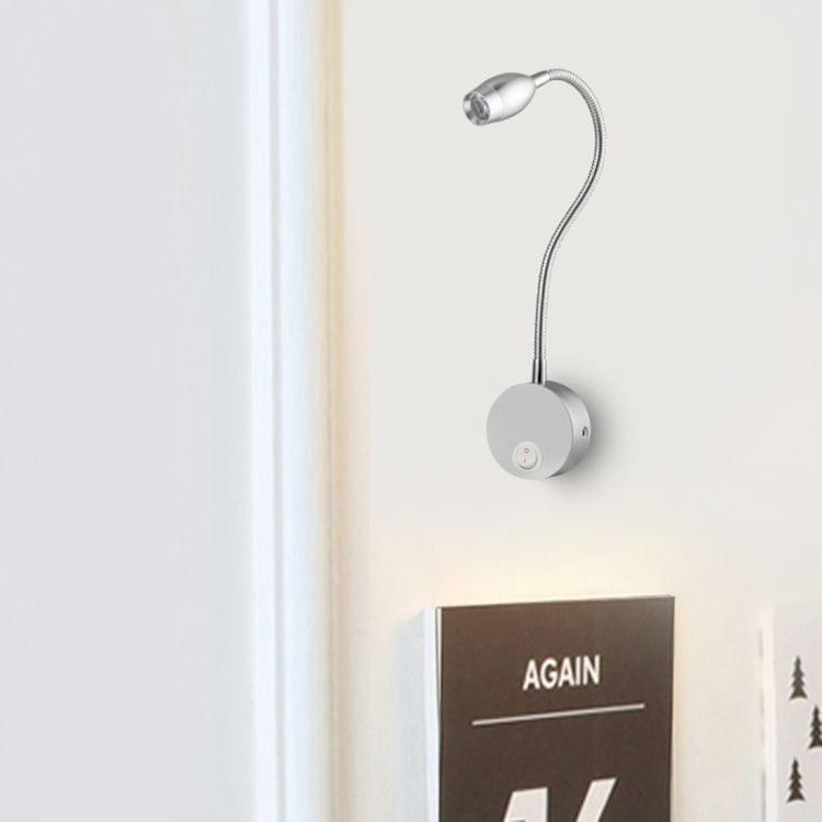 3W Silver Shell Flexible Goose Neck White Light LED Reading Lamp Light