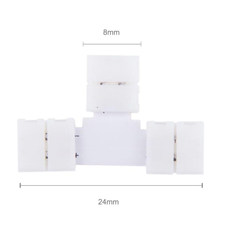 10 PCS 8mm 2 Pin T Type PCB FPC Board Splitter Connector for SMD 3528 LED Strip