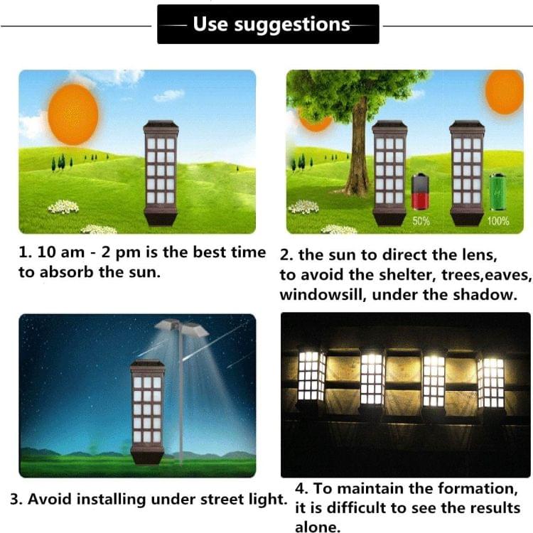 Extended Outdoor Solar Wall Lamp IP65 Waterproof Courtyard Garden Villa Wall Fence Stair Light(Warm White)