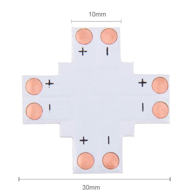 10 PCS 10mm 2 Pin + Type Connector FPC Board for SMD 5050 LED Strip