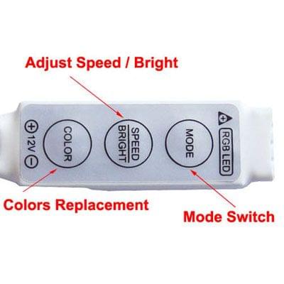 3 Keys Mini Controller Dimmer for 3528 / 5050 SMD RGB LED Strip Light with DC Connector, DC 12V