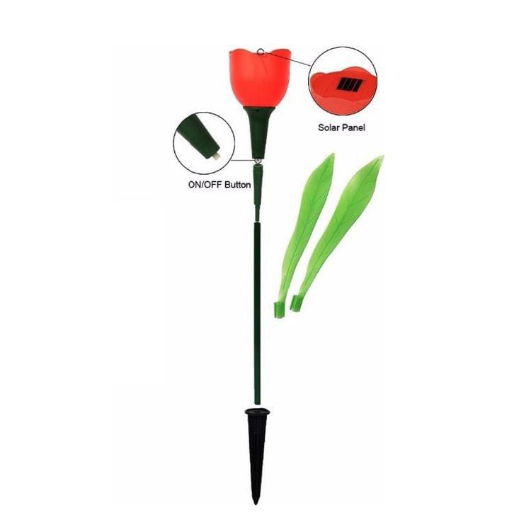 IP44 Waterproof Tulip Flower Shape Solar Powered LED Light Garden Yard Landscape Lamp with Solar Panel(Red)