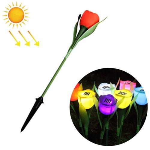 IP44 Waterproof Tulip Flower Shape Solar Powered LED Light Garden Yard Landscape Lamp with Solar Panel(Red)