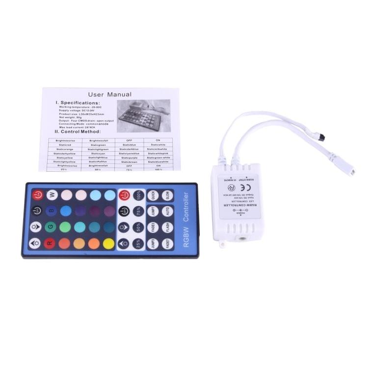 RGBW Plastic Shell LED Remote Controller with 40 Keys Remote Control, DC 12-24V(White)
