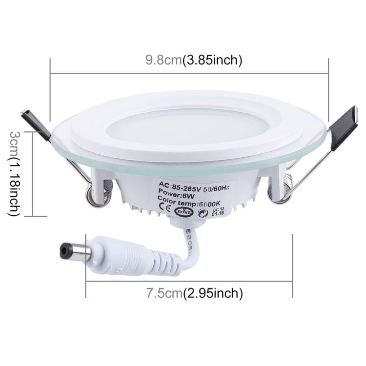6W 10cm Round Glass Panel Light Lamp with LED Driver