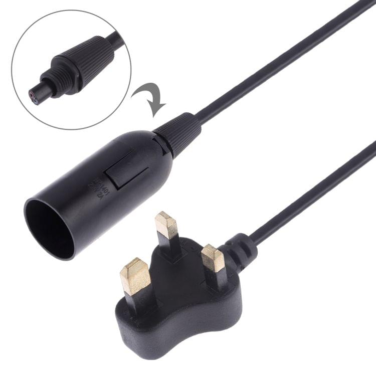 E14 Wire Cap Lamp Holder Chandelier Power Socket with 1.2m Extension Cable, Small UK Plug(Black)